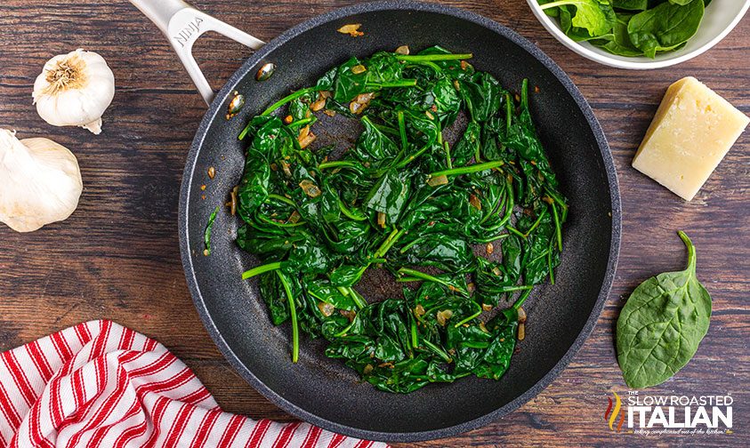 wilted greens in a skillet
