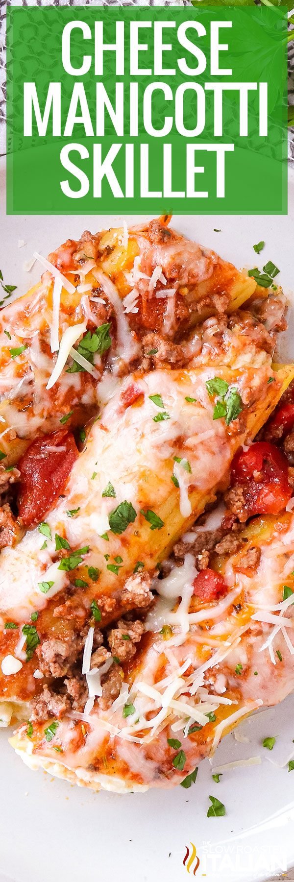 titled pinterest collage for cheese manicotti recipe