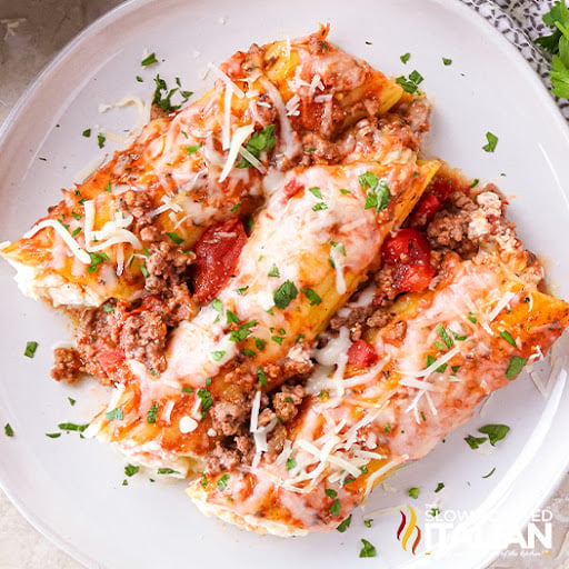 italian pasta dinner on white plate