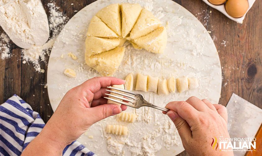 homemade gnocchi on a fork