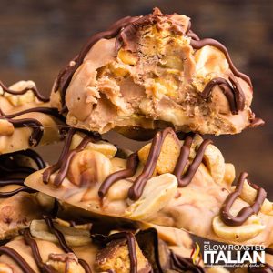 peanut butter and chocolate crockpot candy, close up