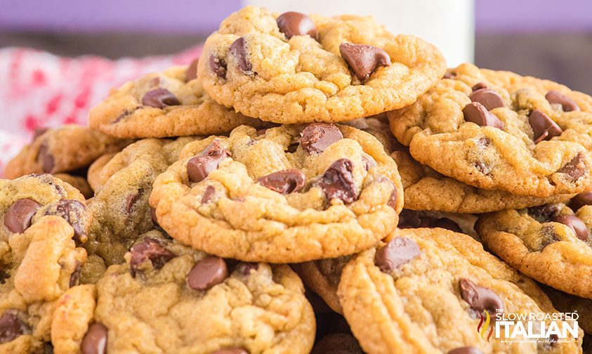 stack of cookies with chocolate chips