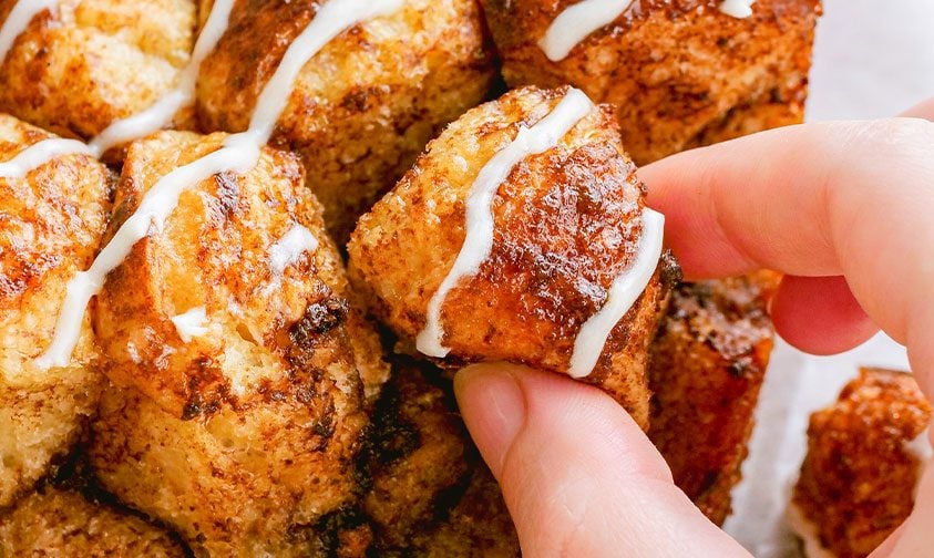 cinnamon pull apart bread, close up