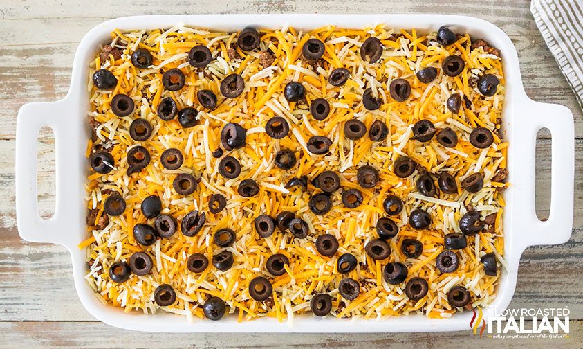 7 layer dip ready for baking