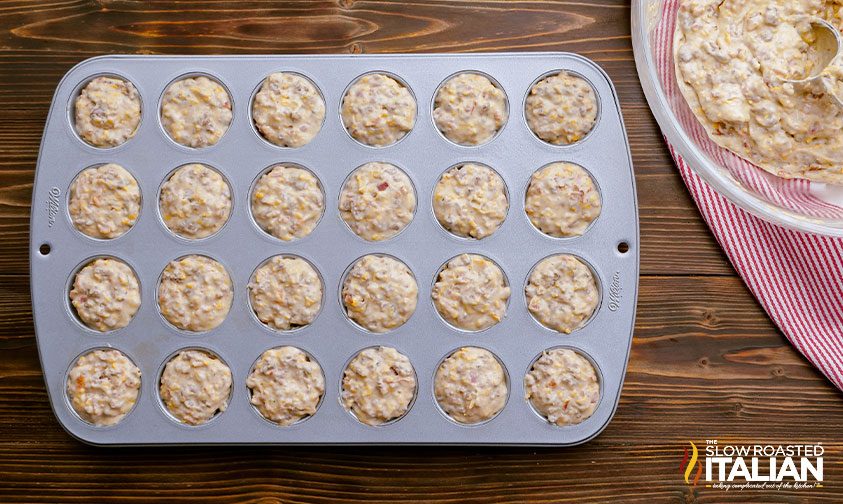 burger bites batter in muffin pan