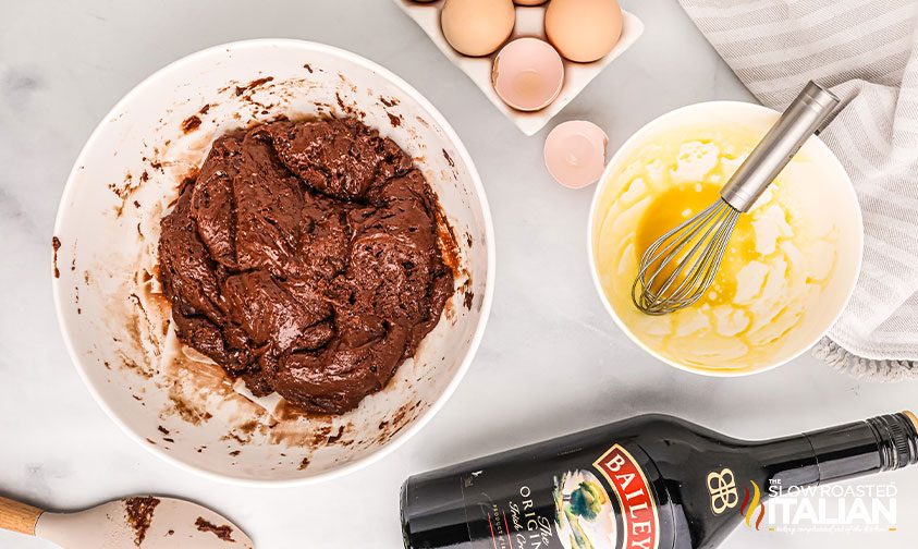 ingredients on counter for baileys brownies