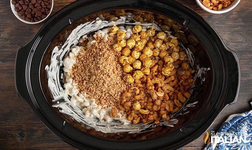 ingredients to make homemade cashew toffee in slow cooker