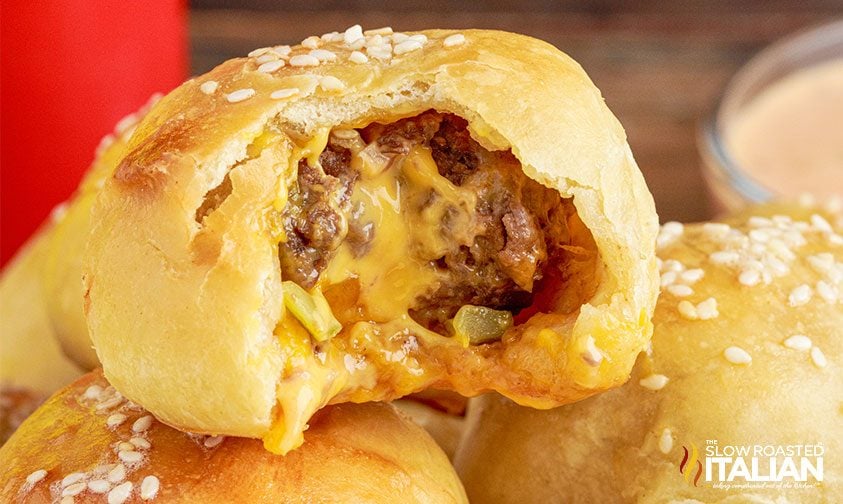 cheesy big mac bites with a bite taken out