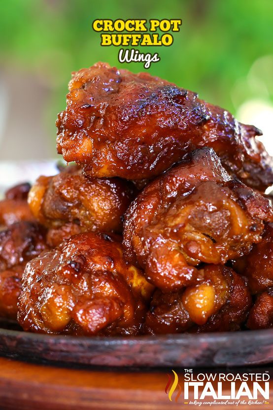 crock pot buffalo wings in a stack