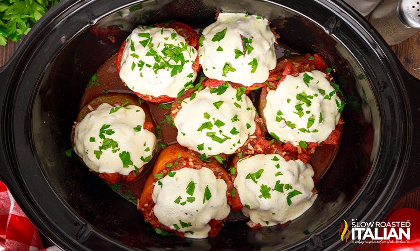 italian sausage stuffed peppers in slow cooker