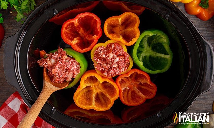 spicy stuffed peppers in slow cooker