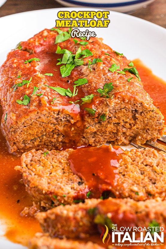 crockpot meatloaf on serving platter
