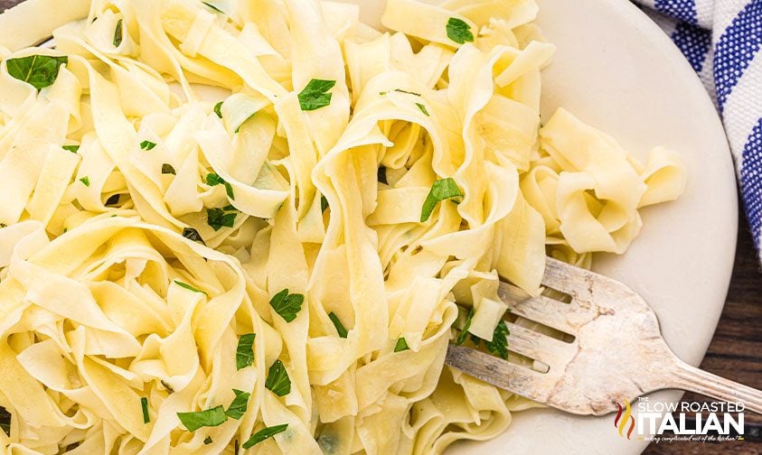 plate of pasta made with homemade pasta dough recipe