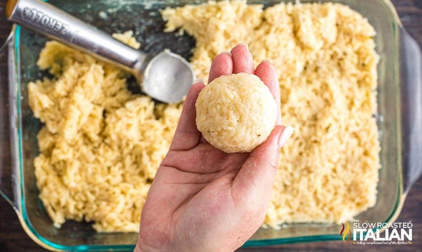 arancini rice balls formed