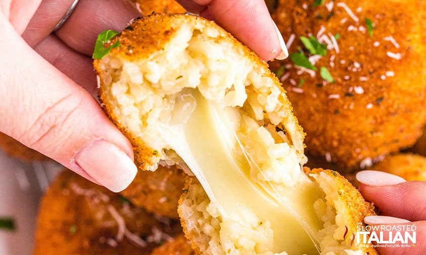 cheesy arancini close up