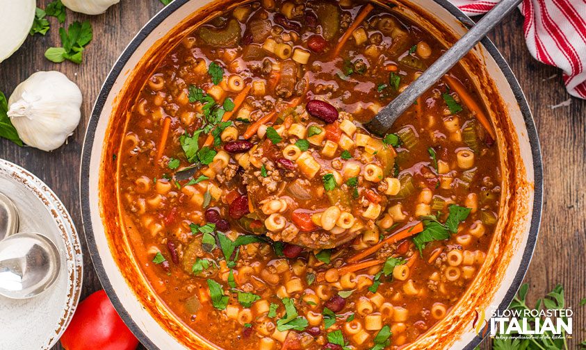 olive garden pasta fagioli in a dutch oven