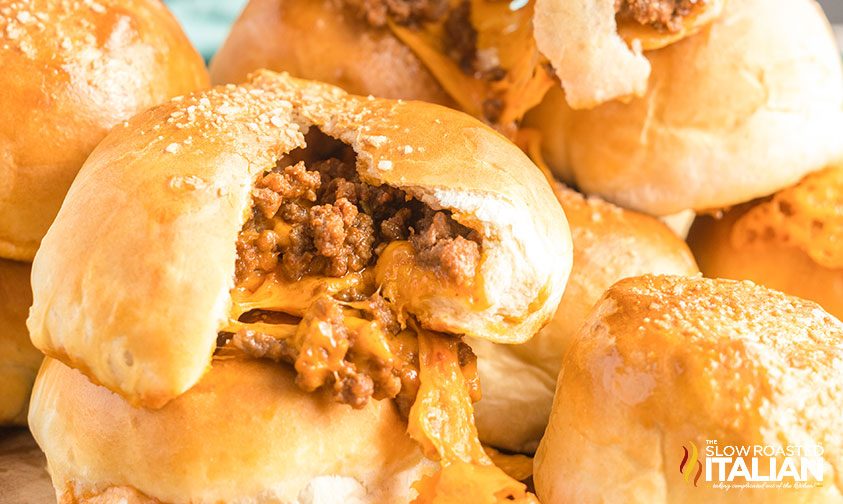 sloppy joe pretzel bomb, close up