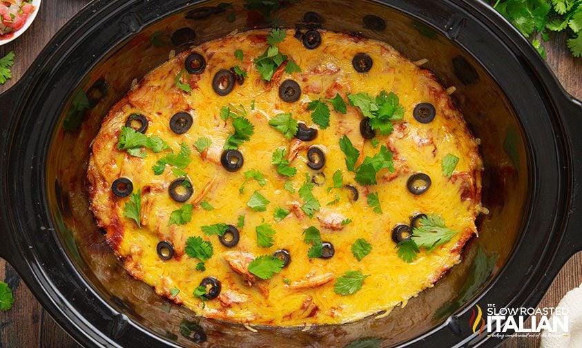 enchilada casserole ready to serve