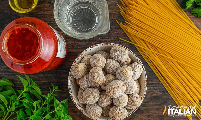 slow cooker spaghetti and meatballs ingredients