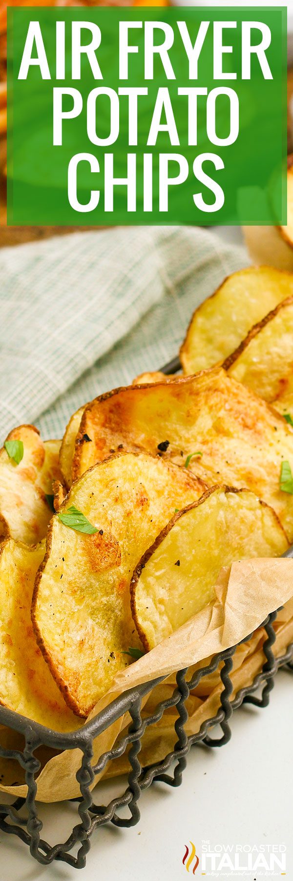 closeup: homemade healthy fried potato chips