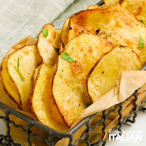 homemade potato chips in basket