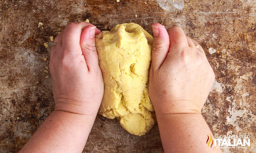 kneading authentic handmade pasta