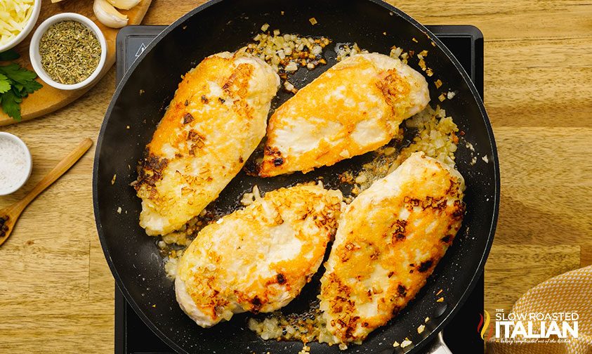 sauteed chicken in a skillet