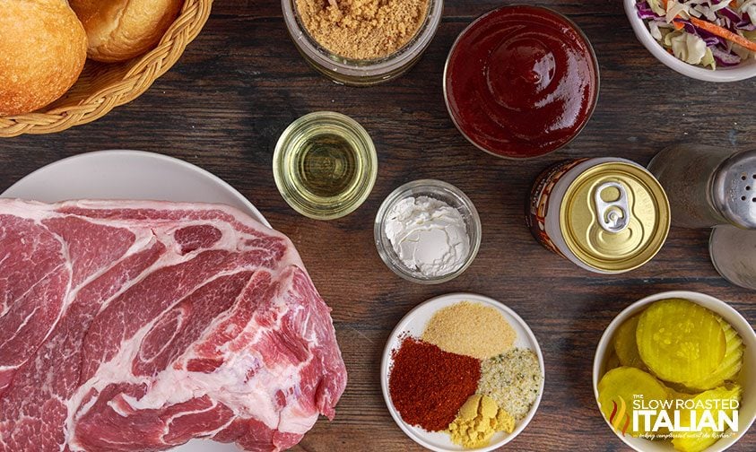 pulled pork sliders ingredients on counter