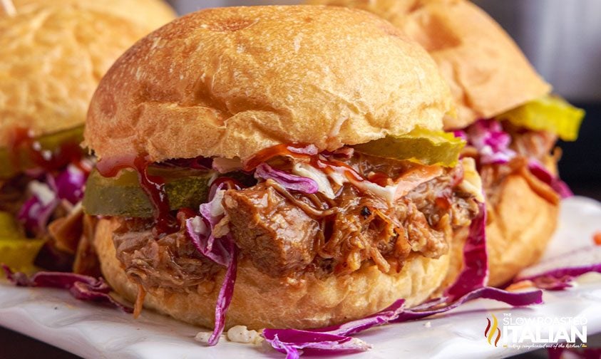 pulled pork sliders, close up