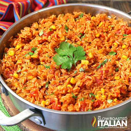 red rice in skillet