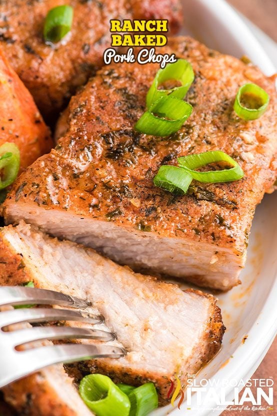 plated baked ranch pork chops