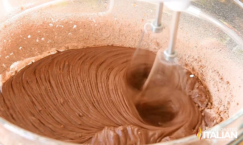 mixing brownie cupcakes batter