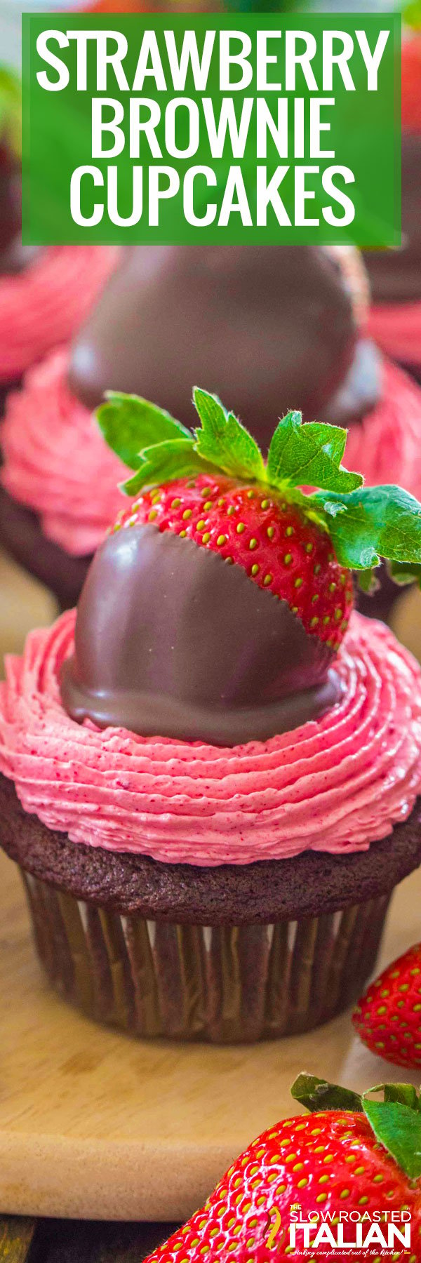strawberry brownie cupcakes -pin