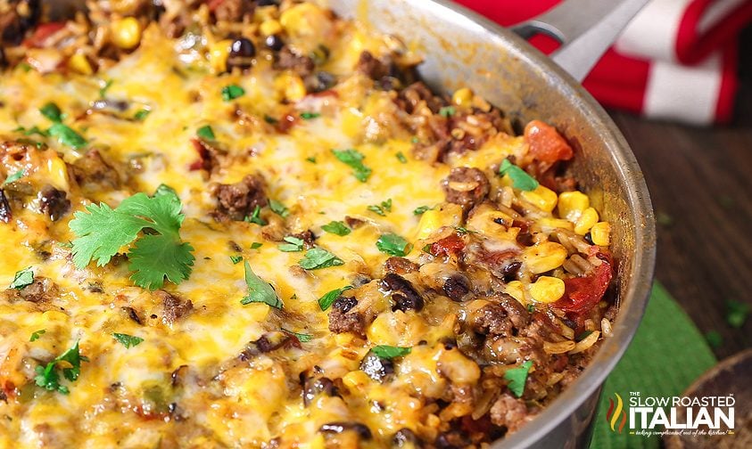 close up of taco rice