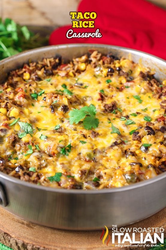 Cheesy Taco Rice Mexican Skillet Recipe + Video
