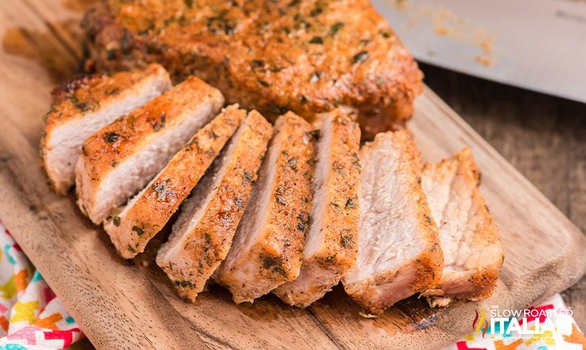 slices of oven baked pork chops