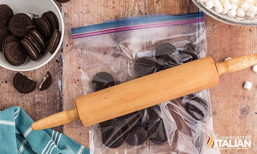 crushing oreos with rolling pin