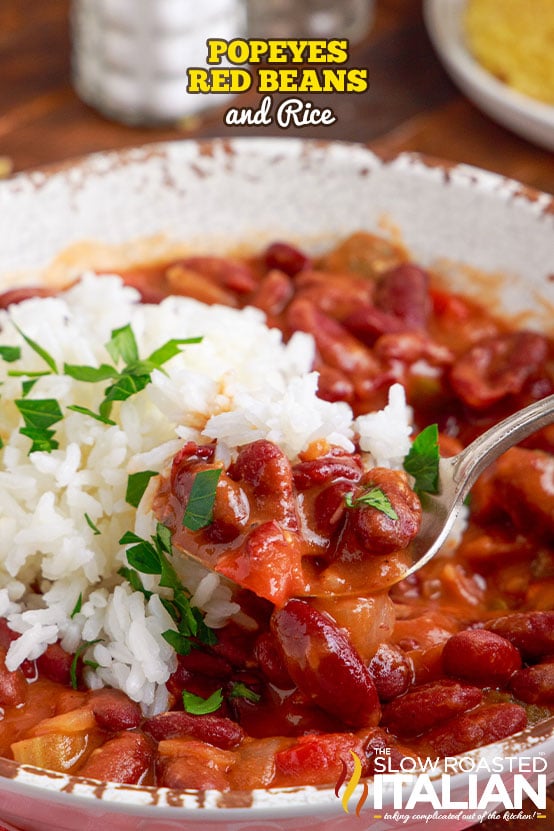 titled (shown in bowl): popeyes red beans and rice