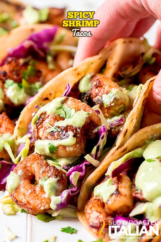 Spicy Shrimp Tacos Recipe with Cilantro Lime Sauce