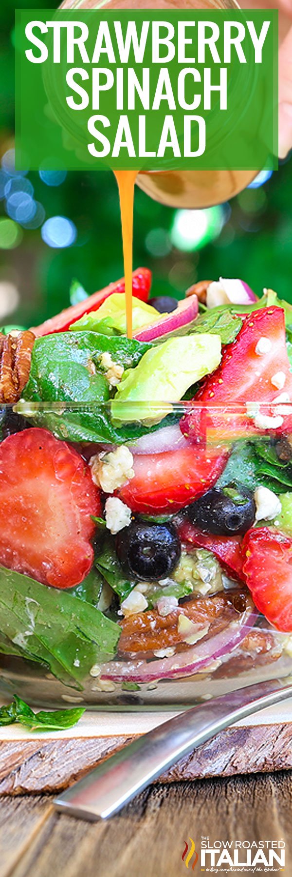 spinach strawberry salad closeup