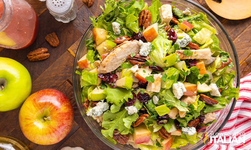 apple pecan salad in a bowl