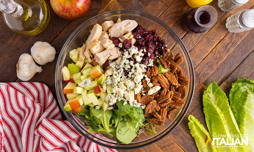 apple pecan salad ingredients in a bowl