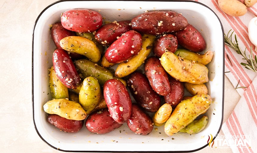 dish of roasted fingerling potatoes