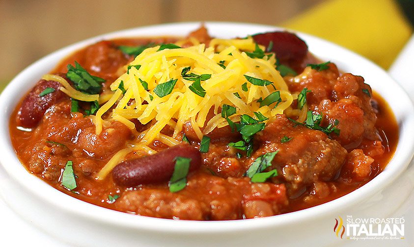 bowl of slow cooker chili