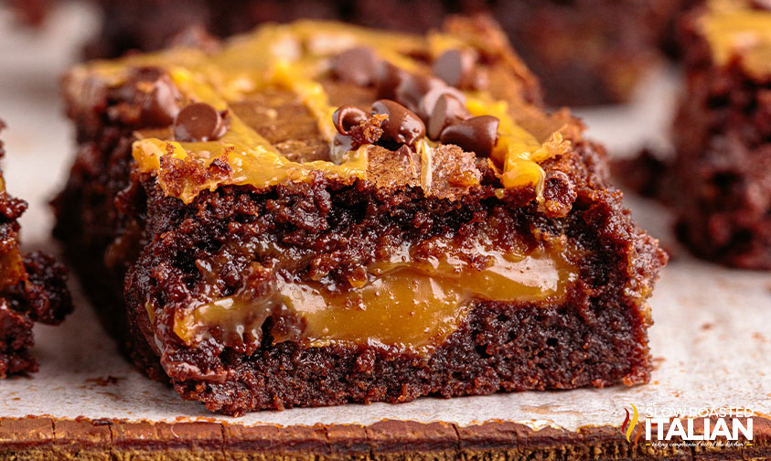 caramel fudge brownies wide photo