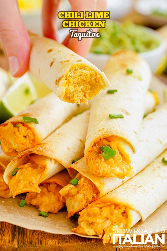 Shredded Chili Lime Chicken Taquitos + Video
