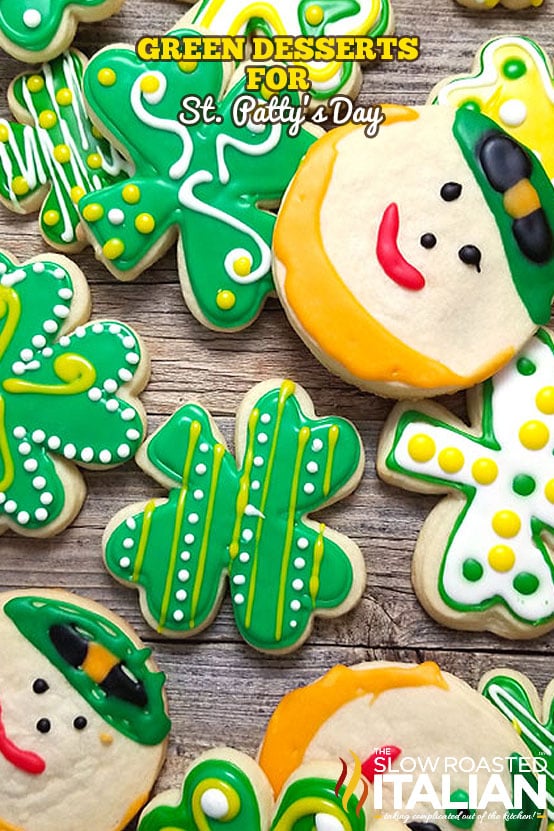 collage of green desserts for st patrick's day