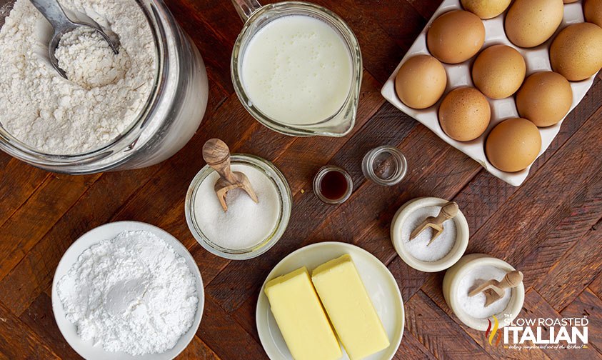 buttermilk cake ingredients on counter