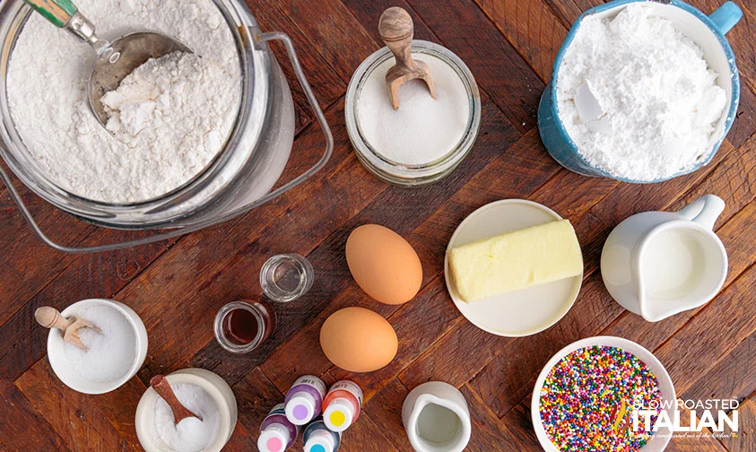 ingredients on counter for italian easter cookies