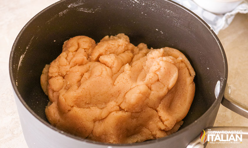 Churros Recipe dough in sauce pan